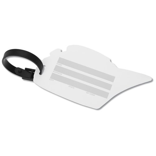 Additional Image 1 - a white luggage tag with a black strap