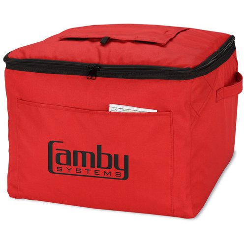 Additional Image 1 - a red cooler bag with black text