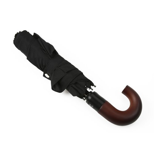 Additional Image 1 - a black umbrella with a brown handle