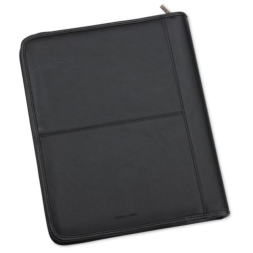 Additional Image 1 - a black leather case with zipper
