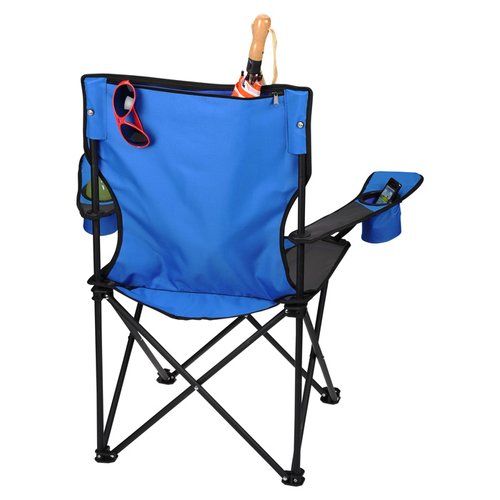 Additional Image 2 - a blue folding chair with a cup holder