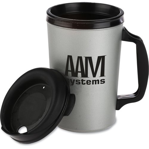 Additional Image 2 - a silver and black coffee mug