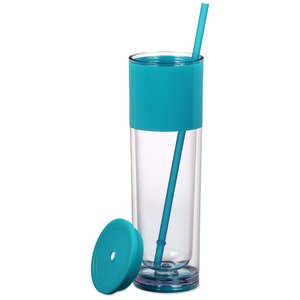 Additional Image 1 - a blue straw in a clear plastic container