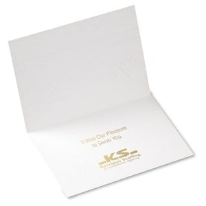 Additional Image 3 - a white card with a gold stamp on it