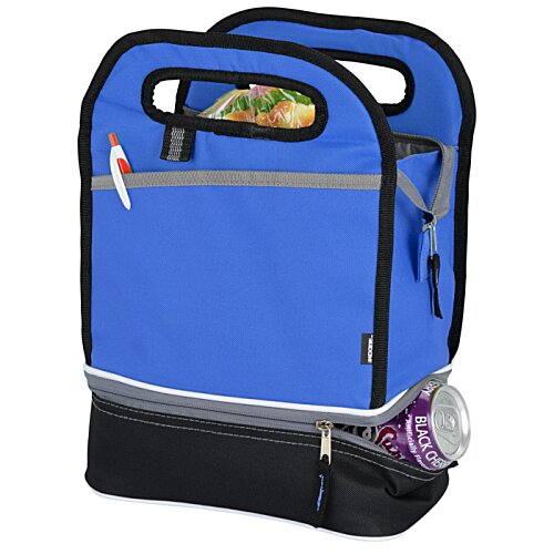 Additional Image 1 - a blue lunch bag with a black trim