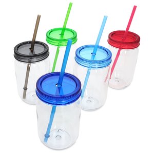 Additional Image 2 - a group of plastic cups with straws
