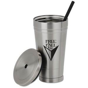Additional Image 1 - a silver cup with a straw