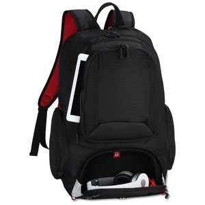 Additional Image 1 - a black backpack with red straps