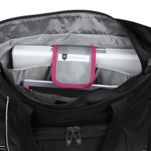 Additional Image 1 - a black backpack with a pink strap