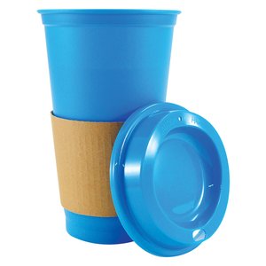 Additional Image 1 - a blue plastic cup with a lid