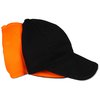 a black and orange hat