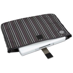 Additional Image 2 - a black striped case with a white paper roll