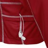 a close up of a red jacket