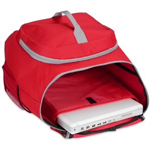 Additional Image 2 - a red backpack with a laptop inside