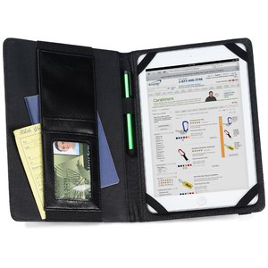 Additional Image 2 - a black folder with a white paper and a green label