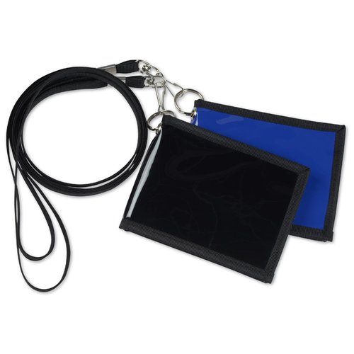 Additional Image 1 - a black and blue tag with a black strap