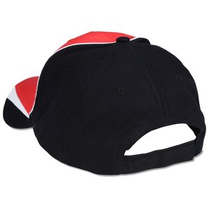 Additional Image 1 - a black hat with red and white stripes