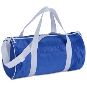 Additional Image 1 - a blue duffel bag with white straps