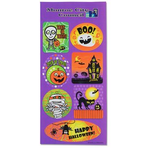 Additional Image 1 - a purple rectangular sticker with cartoon characters