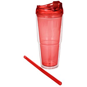 Additional Image 1 - a red plastic cup with straw