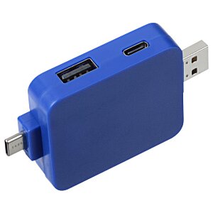 Additional Image 3 - a blue usb adapter with two ports