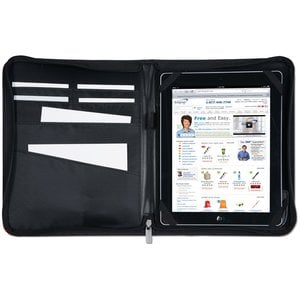 Additional Image 1 - a black leather folder with a white page