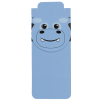 a blue rectangular object with a face