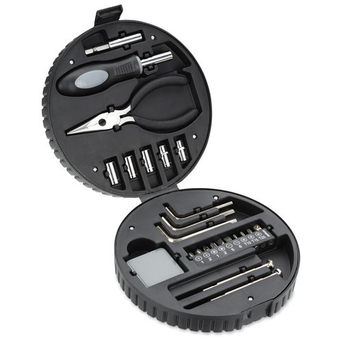 Additional Image 1 - a black circular case with a set of tools