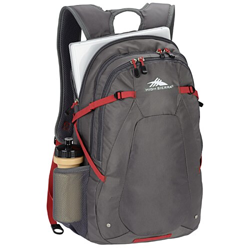 Additional Image 2 - a grey backpack with a red trim