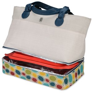 Additional Image 3 - a white bag with blue handles and a colorful box