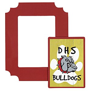 Additional Image 1 - a red frame with a yellow border and a yellow rectangle with a grey animal on it