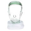 a clear glass head on a white background