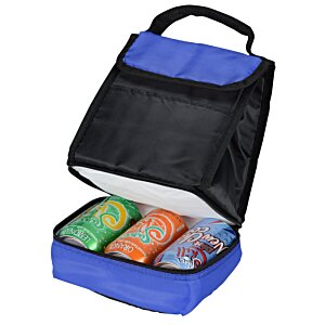 Additional Image 2 - a blue and black lunch bag with three small objects inside