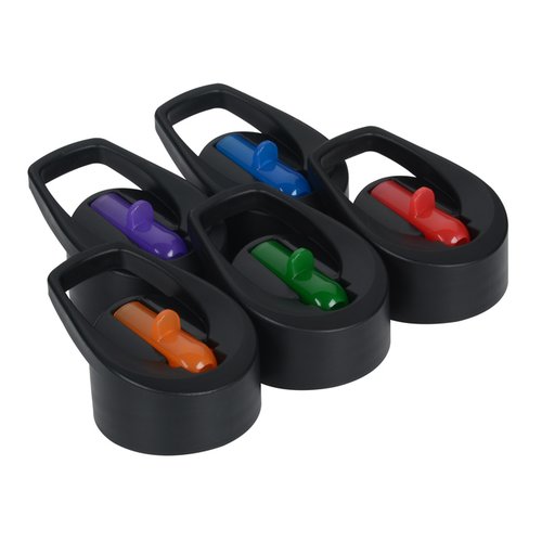 Additional Image 1 - a group of black round objects with different colored buttons
