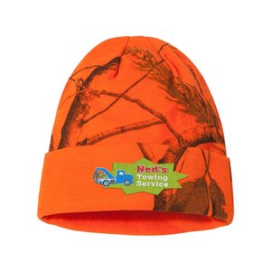 Additional Image 4 - an orange beanie with a logo on it