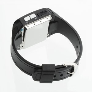 Additional Image 3 - a black watch with a white band