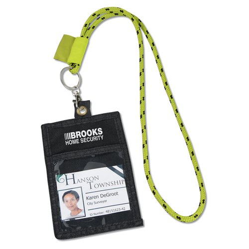 Additional Image 1 - a black badge with a green lanyard