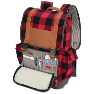 Additional Image 1 - a backpack with a red and black plaid pattern