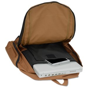 Additional Image 3 - a brown backpack with a notebook and a pen