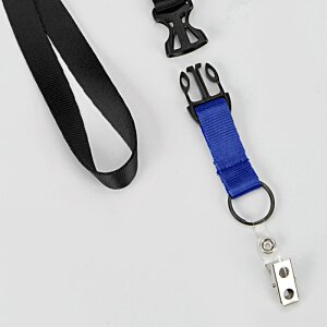 Additional Image 1 - a blue lanyard with a black strap