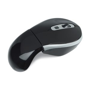 Additional Image 4 - a black computer mouse with a white stripe