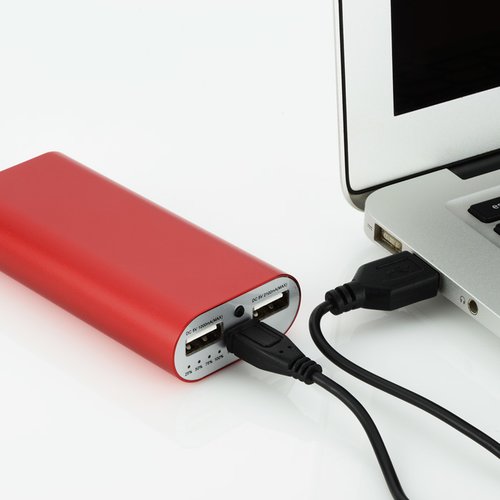 Additional Image 3 - a red rectangular device with a black cord