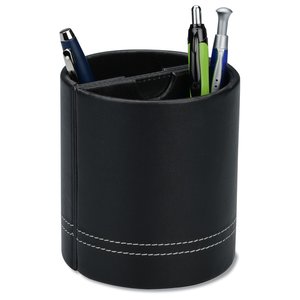 Additional Image 2 - a black pencil holder with pens and brushes