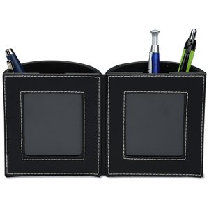 Additional Image 3 - a black pencil holder with pens in it