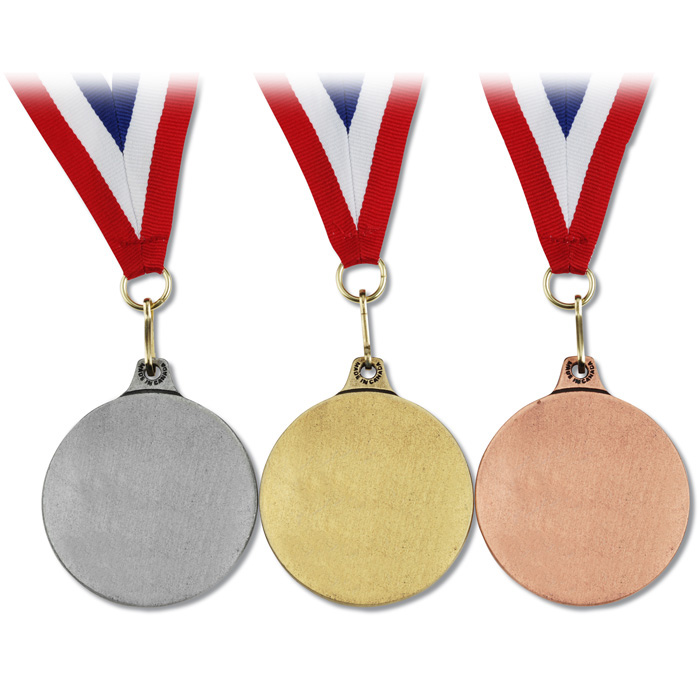 Antique Finish Medal with Red, White & Blue Ribbon