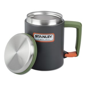 Additional Image 1 - a black and green coffee mug with a lid