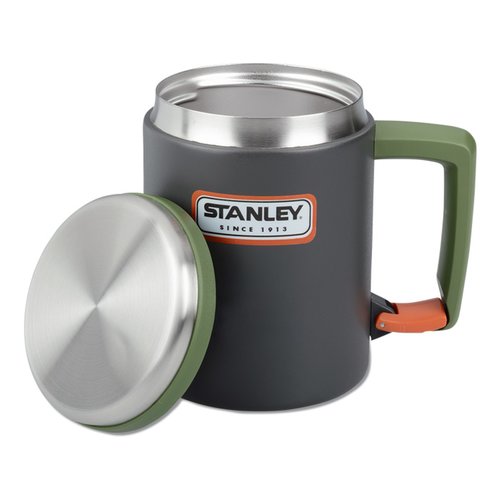 Additional Image 1 - a black and green coffee mug with a lid