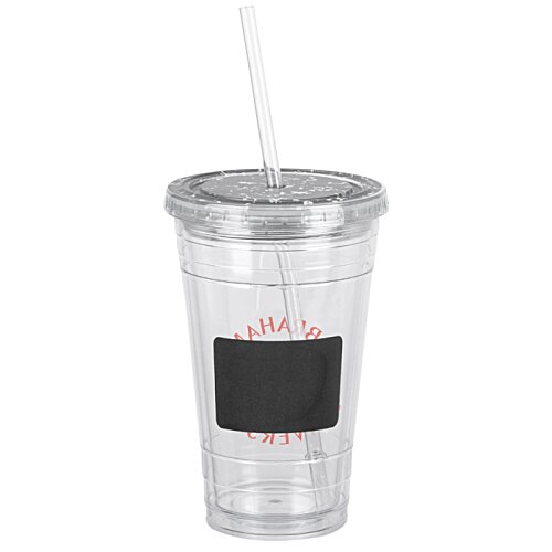 Additional Image 2 - a clear plastic cup with a straw