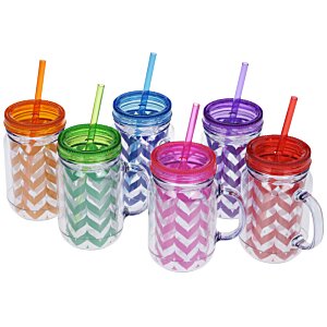 Additional Image 2 - a group of colorful plastic cups with straws