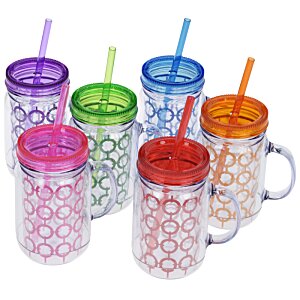 Additional Image 2 - a group of plastic cups with straws